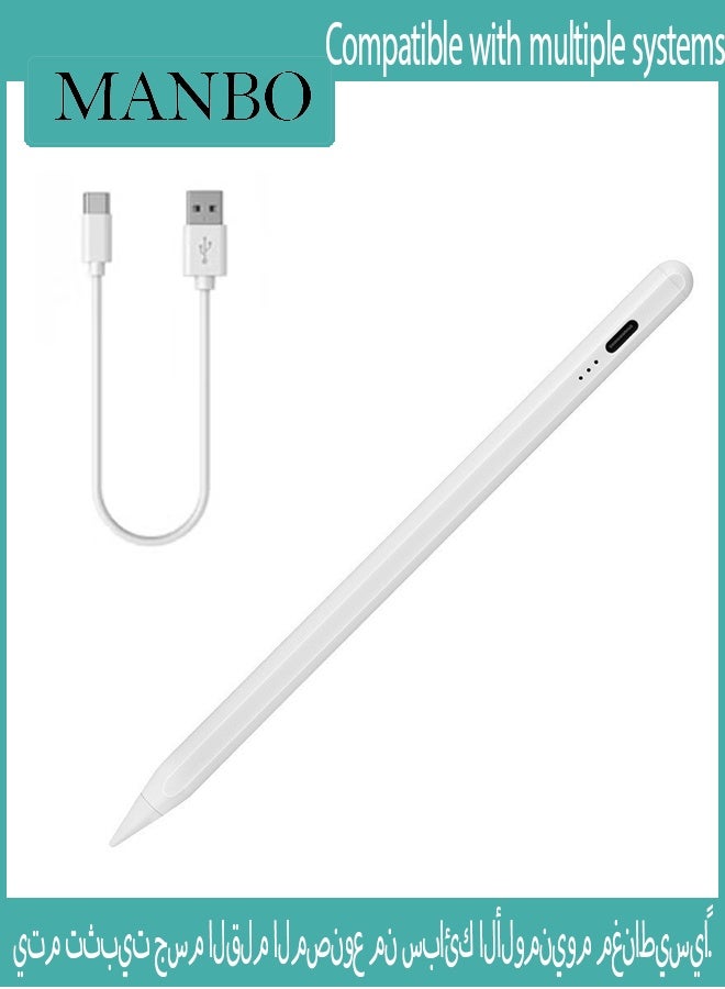 MANBO White magnetic capacitive stylus, compatible with multiple systems, titanium alloy body and silicone tip. - Image 1